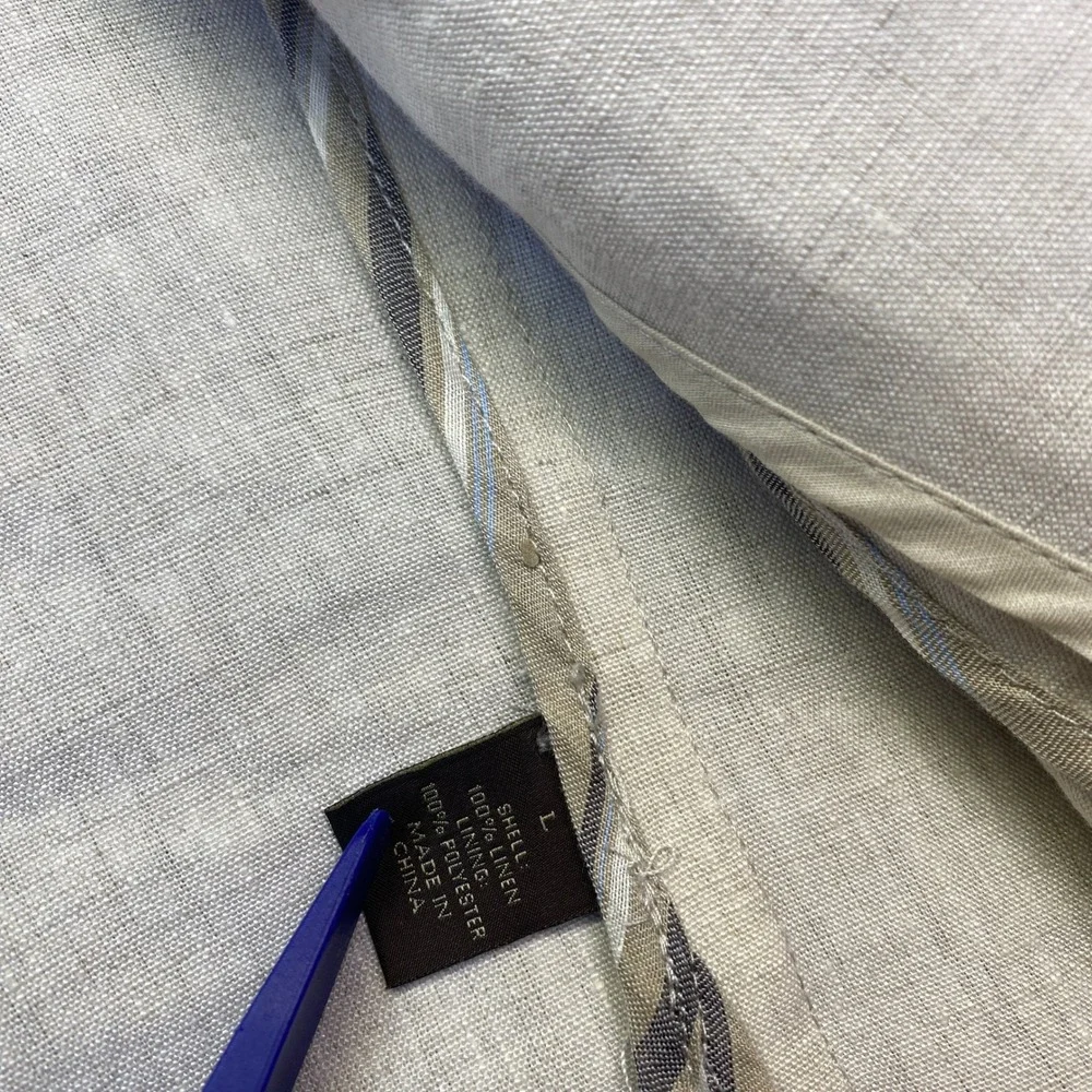 Tasso Elba Mens Linen Blazer Jacket Beige 3 Button Unlined Sport Coat‎ Size L